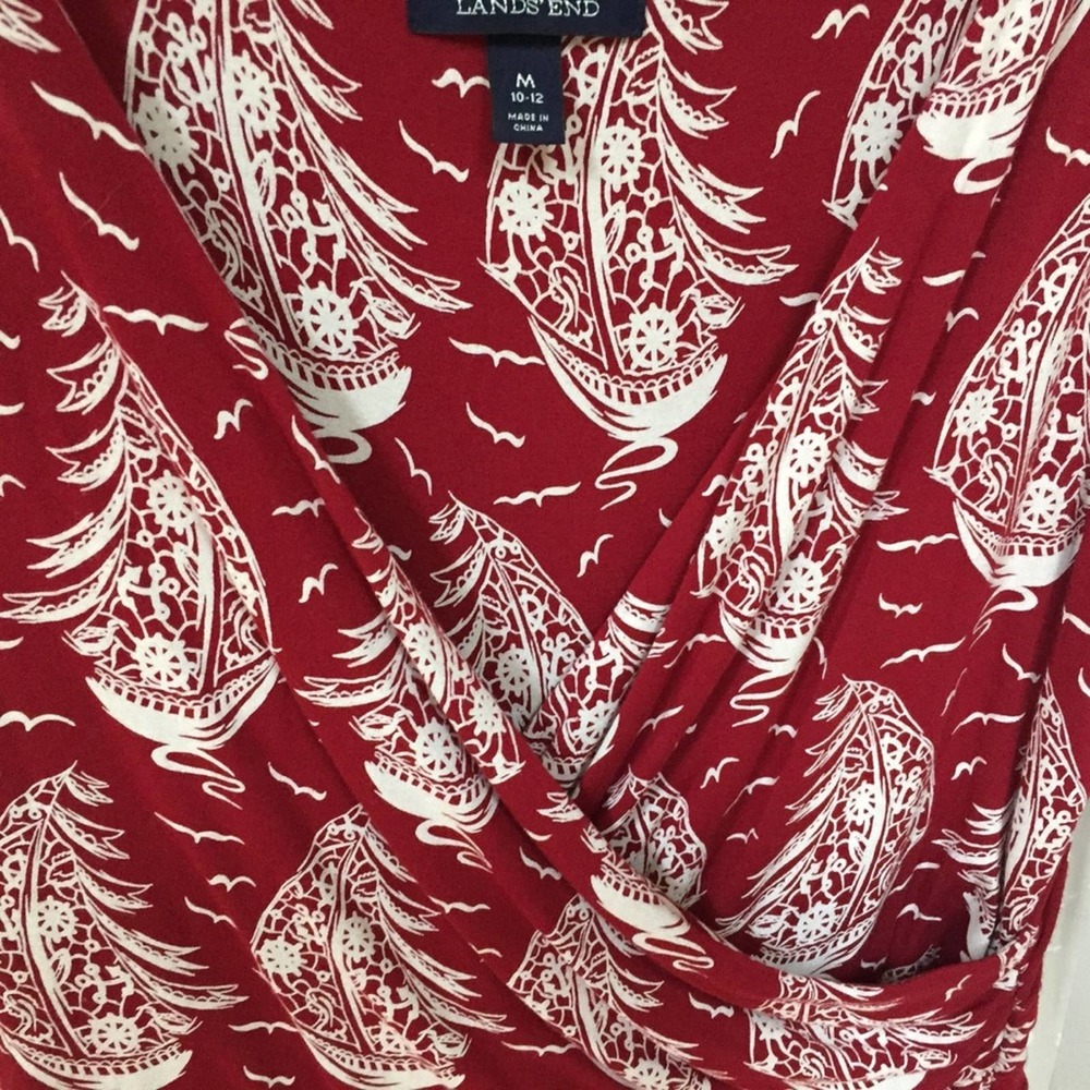 Lands' End Red & White Sailboat Print Dress - Picture 8 of 16